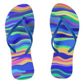 Cool Abstract Wavy Stripes Blue Flip Flops (Voetbed)