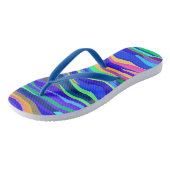 Cool Abstract Wavy Stripes Blue Flip Flops (Schuin)