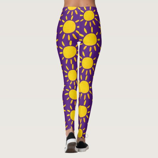 Cool Abstract Yellow Summer Sun Pattern Paars Leggings (Achterkant)