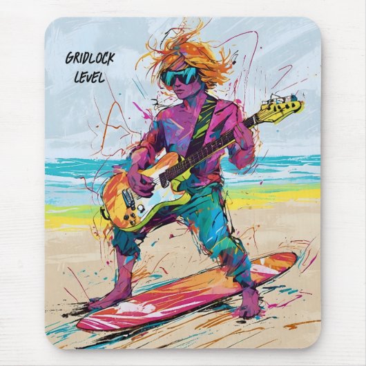 Cool Abstracte anime wake board gitarist bewerkbaa Muismat (Voorkant)