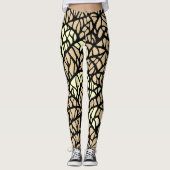 Cool Abstracte geometrische beige zwarte lijnen pa Leggings (Voorkant)