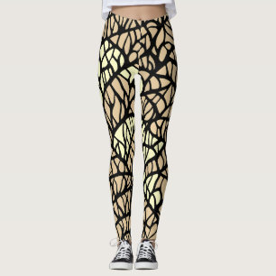 Cool Abstracte geometrische beige zwarte lijnen pa Leggings