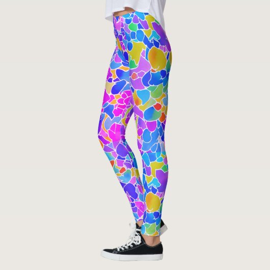 Cool Abstracte Kleurrijke Neon Roze Geometrische M Leggings (Links)