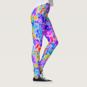 Cool Abstracte Kleurrijke Neon Roze Geometrische M Leggings (Rechts)