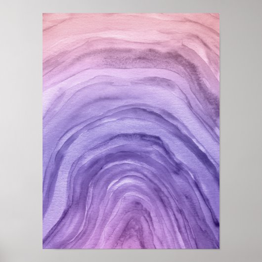 Cool Abstracte Paarse Lavendel Agaat Waterverf Art Poster (Voorkant)