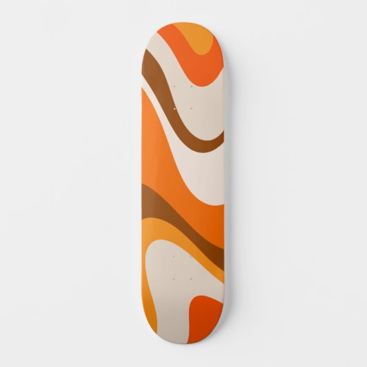 Cool Abstracte Retro Hedendaagse Wavy Sinaasappel Persoonlijk Skateboard (Voorkant)