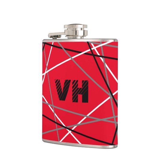 Cool Abstracte Rode Gestreepte Gitaar Naam Initial Heupfles (Links)