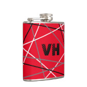 Cool Abstracte Rode Gestreepte Gitaar Naam Initial Heupfles (Rechts)