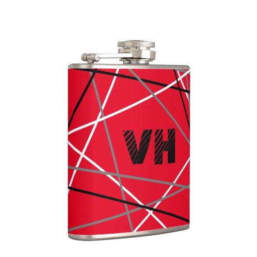 Cool Abstracte Rode Gestreepte Gitaar Naam Initial Heupfles (Rechts)