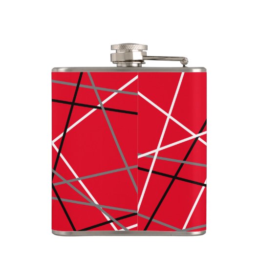 Cool Abstracte Rode Gestreepte Gitaar Naam Initial Heupfles (Achterkant)