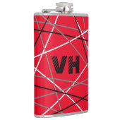 Cool Abstracte Rode Gestreepte Gitaar Naam Initial Heupfles (Rechts)