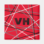 Cool Abstracte Rode Gestreepte Gitaar Naam Initial Magneet (Voorkant)