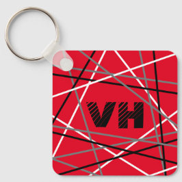 Cool Abstracte Rode Gestreepte Gitaar Naam Initial Sleutelhanger