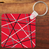 Cool Abstracte Rode Gestreepte Gitaar Naam Initial Sleutelhanger (Achterkant)