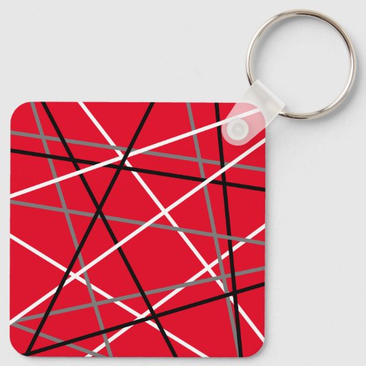 Cool Abstracte Rode Gestreepte Gitaar Naam Initial Sleutelhanger (Achterkant)