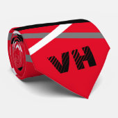 Cool Abstracte Rode Gestreepte Gitaar Naam Initial Stropdas (Opgerold)