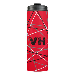 Cool Abstracte Rode Gestreepte Gitaar Naam Initial Thermosbeker