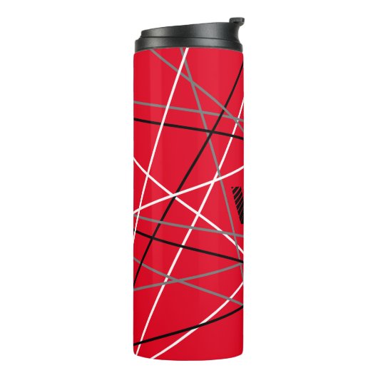 Cool Abstracte Rode Gestreepte Gitaar Naam Initial Thermosbeker (Gedraaid links)