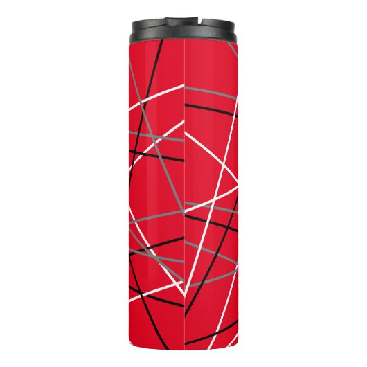 Cool Abstracte Rode Gestreepte Gitaar Naam Initial Thermosbeker (Achterkant)