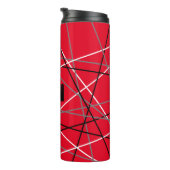 Cool Abstracte Rode Gestreepte Gitaar Naam Initial Thermosbeker (Geroteerd rechts)