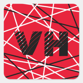 Cool Abstracte Rode Gestreepte Gitaar Naam Initial Vierkante Sticker