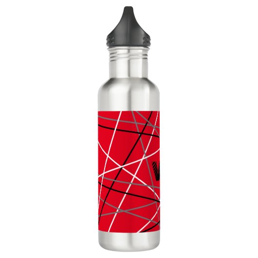 Cool Abstracte Rode Gestreepte Gitaar Naam Initial Waterfles (Links)