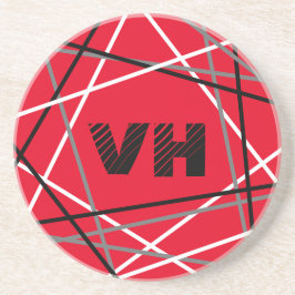 Cool Abstracte Rode Gestreepte Gitaar Naam Initial Zandsteen Onderzetter