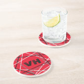 Cool Abstracte Rode Gestreepte Gitaar Naam Initial Zandsteen Onderzetter (Zijkant)