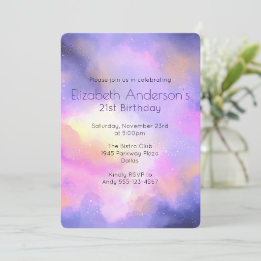 Cool Abstracte Waterverf verjaardagsuitnodiging Kaart (Staand voorkant)