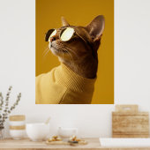 Cool Abyssinian Cat with Sunglasses and Turtleneck Poster (Keuken)
