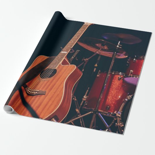 Cool Acoustic Guitar Cadeaupapier (Uitgerold)