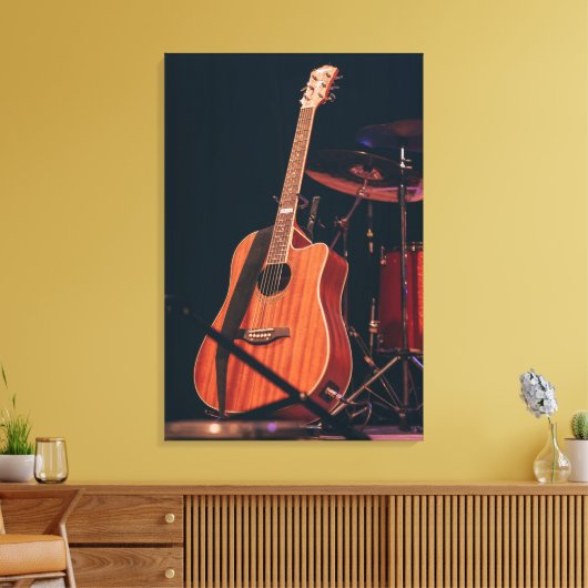 Cool Acoustic Guitar Canvas Afdruk (Insitu (Woonkamer))