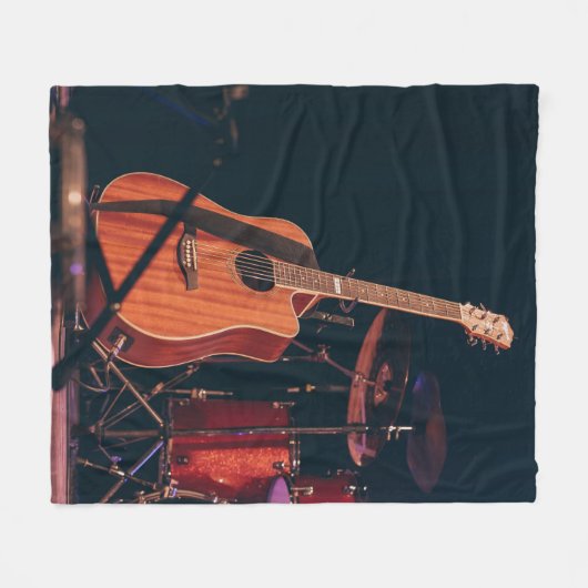 Cool Acoustic Guitar Fleece Deken (Voorkant (Horizontaal))