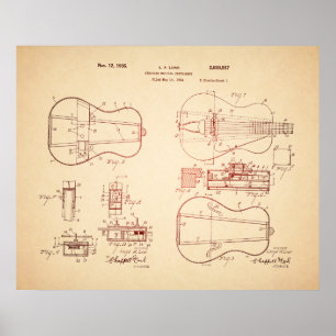 Cool Acoustic Guitar Patent Art Poster