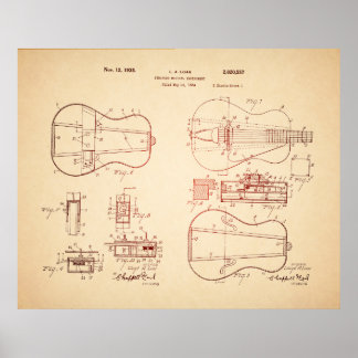 Cool  Acoustic Guitar Patent Art Poster