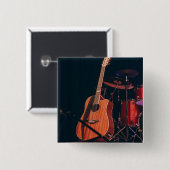 Cool Acoustic Guitar Vierkante Button 5,1 Cm (Voorkant /achterkant)