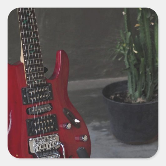 Cool Acoustic Guitar Vierkante Sticker (Voorkant)