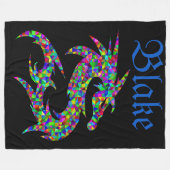 Cool Add-Your-Name Kleurrijke, Speelse Draak Fleece Deken (Voorkant (Horizontaal))