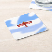 Cool Adventurous Flying Red Bi-Plane Paper Onderze Kartonnen Onderzetters (Schuin)