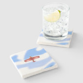 Cool Adventurous Flying Red Bi-Plane Stone Onderze Stenen Onderzetter (Zijkant)