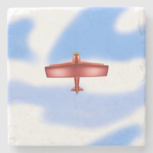 Cool Adventurous Flying Red Bi-Plane Stone Onderze Stenen Onderzetter (Voorkant)