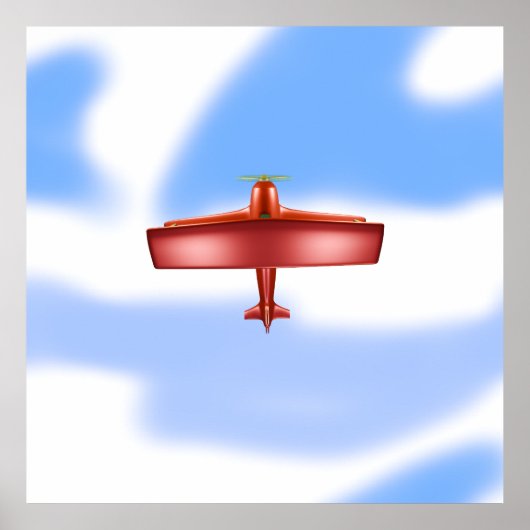 Cool Adventurous Flying Red Biplane Uproar Poster (Voorkant)
