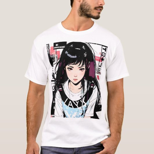 Cool Aesthetic Japanese Anime Girl T-shirt (Voorkant)