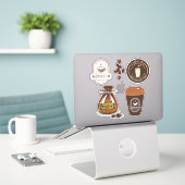 Cool afbeelding voor koffieliefhebbers Brown Scrap Sticker (Laptop op bureau)
