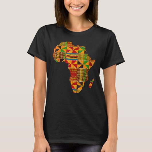 Cool Africa Map Kente Cloth for Men African Women T-shirt (Voorkant)