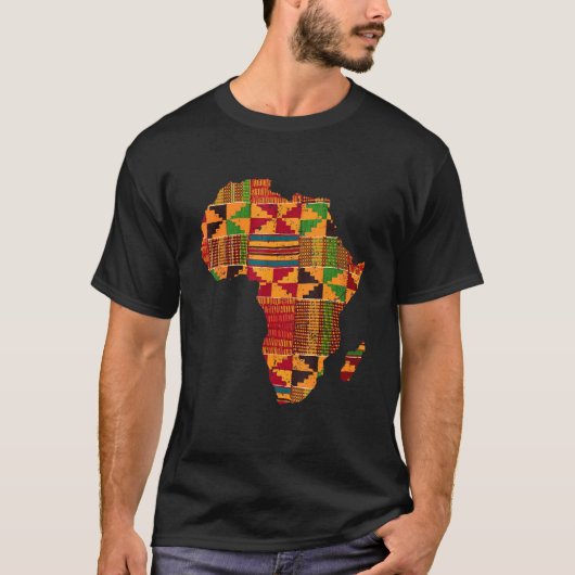 Cool Africa Map Kente Cloth for Men African Women  T-shirt (Voorkant)