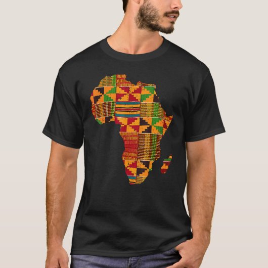 Cool Africa Map Kente Cloth for Men African Women  T-shirt (Voorkant)