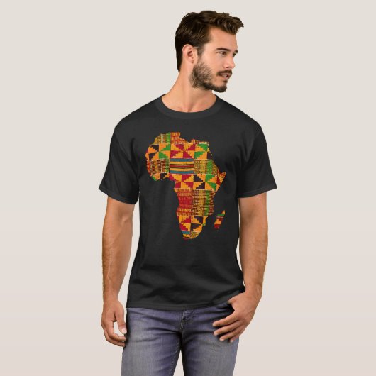 Cool Africa Map Kente Cloth for Men African Women  T-shirt (Voorkant volledig)