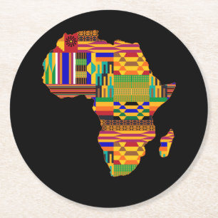 Cool Africa Map Kente Cloth for Wo African Lover Ronde Kartonnen Onderzetter