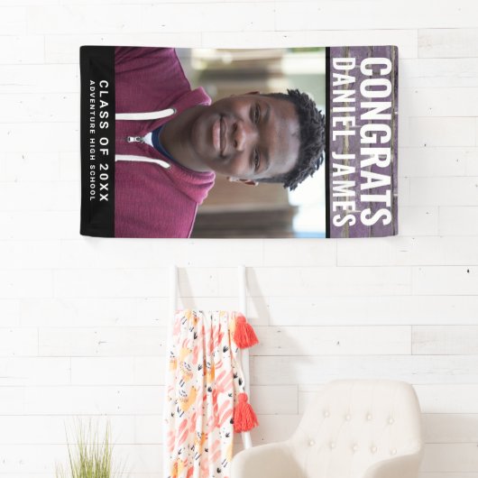 Cool Afstuderen Congrats Foto Paars Brick 2023 Spandoek (Insitu)